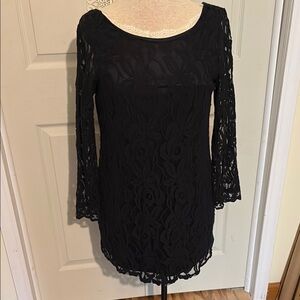 Elegant Black Lace Dress By “Xhilaration”, Sz L